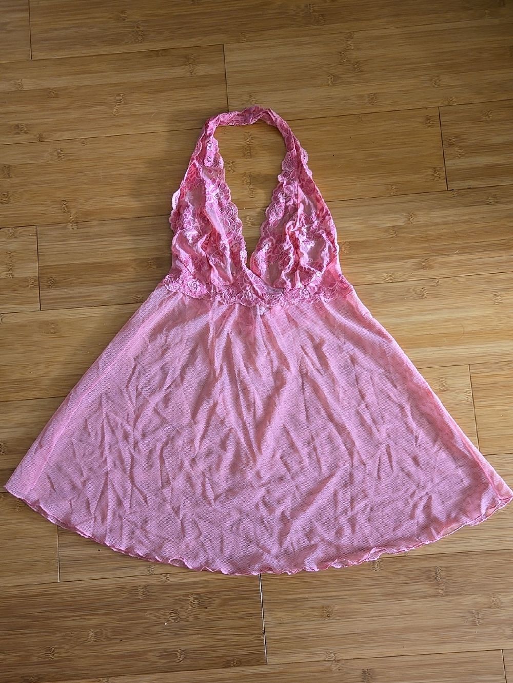 Victoria's Secret Vintage Sheer Lace Halter Chemise Slip Xs